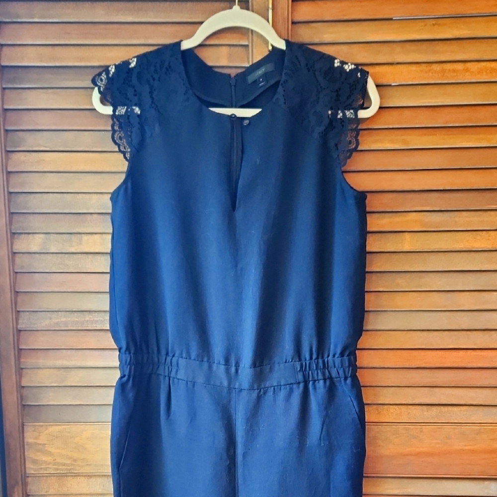 J. Crew Jumper Pantsuit Lace Shoulder Jumper Business Casual Upscale Prep